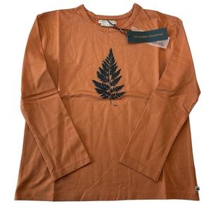 The Sunday Collective Boy Long-sleeve Nature Leaf Print Tee Winter Size 8 Orange